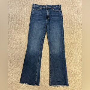 MOTHER Denim Ankle Fray Jeans in Blue